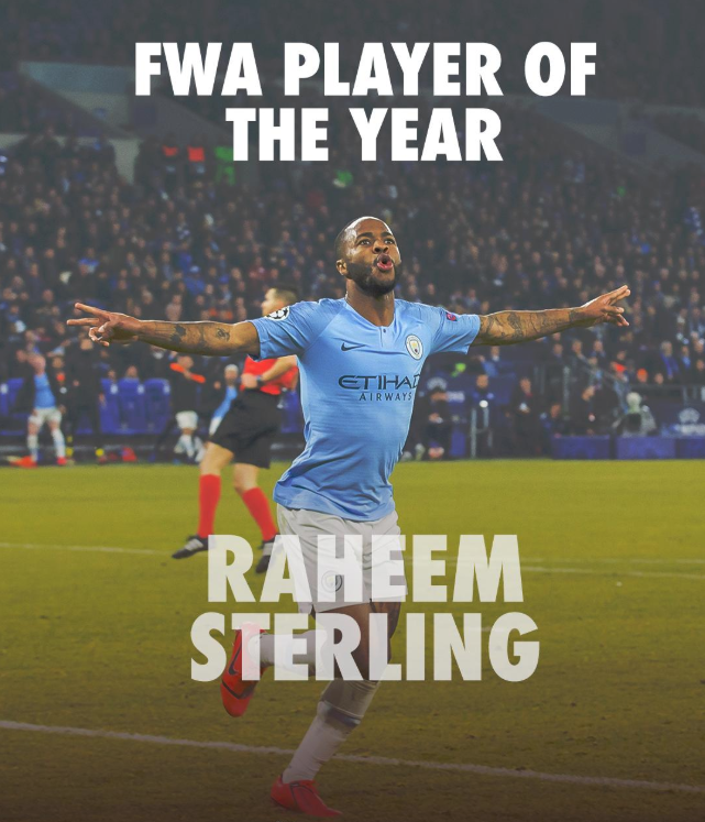 Raheem Sterling named FWA Footballer of the Year