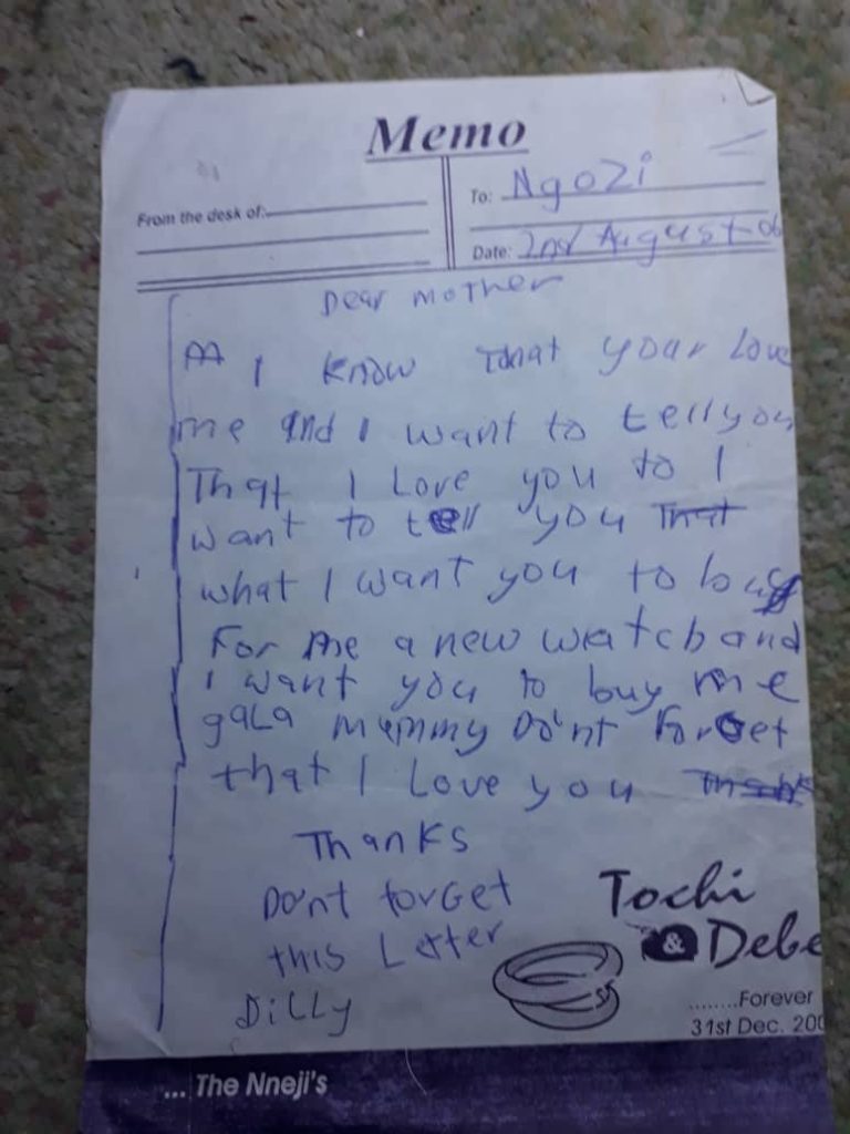 Tears as mum digs out child’s Gala request letter 14 years ago (Photos)